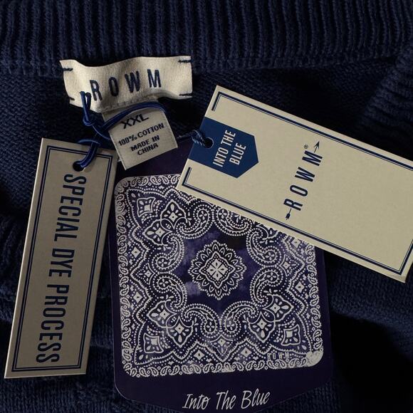 ROWM Mens XX-Large Sweater Ombré Crew Neck Long Sleeve Long Sleeve Cotton Blue - Picture 6 of 6